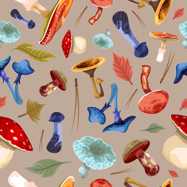 Free vector hand drawn mushroom pattern