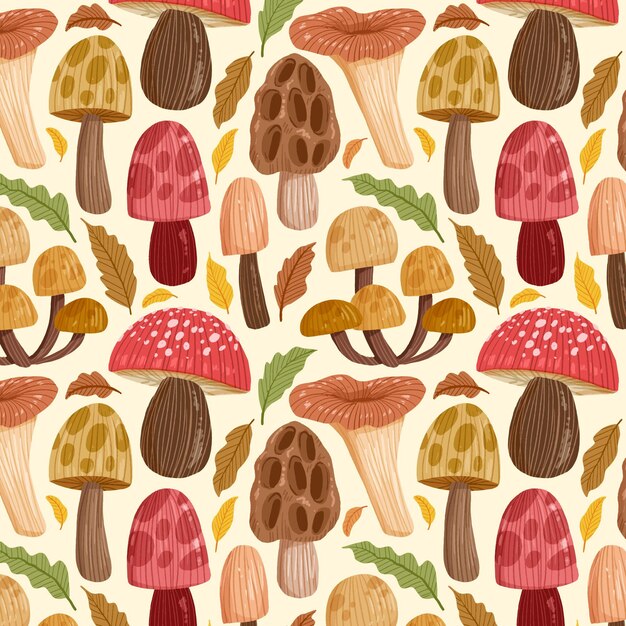 Hand drawn mushroom pattern