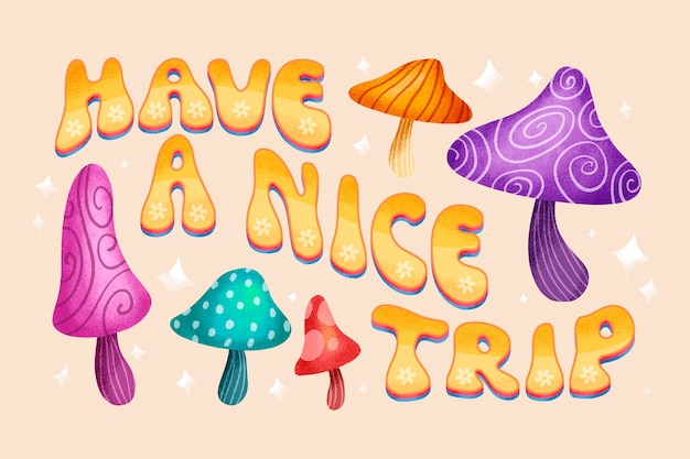 Free vector hand drawn mushroom text illustration