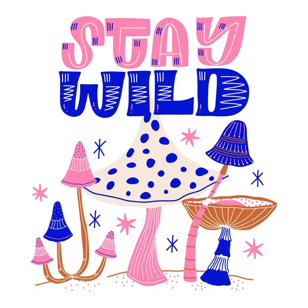 Hand drawn mushroom text illustration