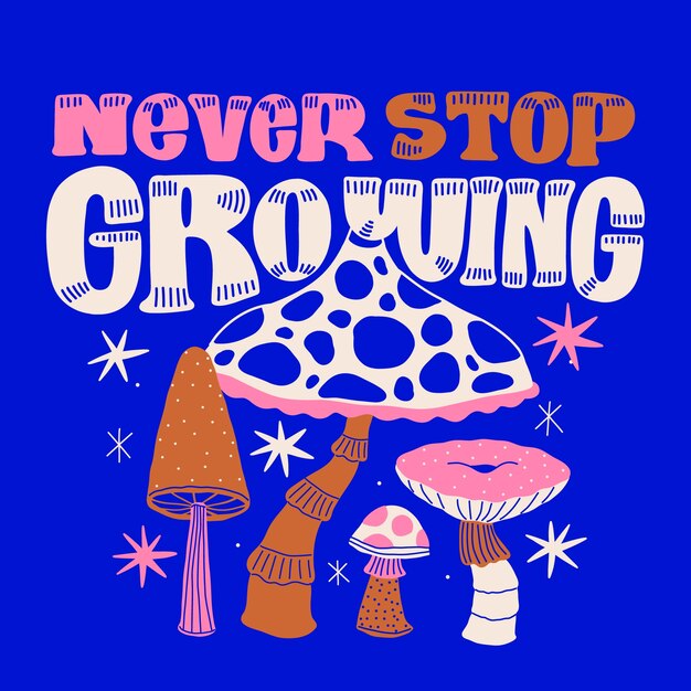 Hand drawn mushroom text illustration