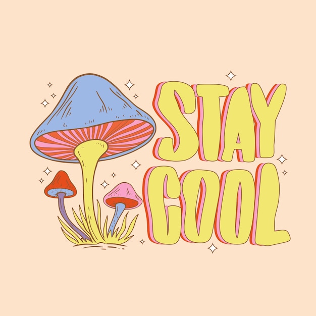 Hand drawn mushroom text illustration