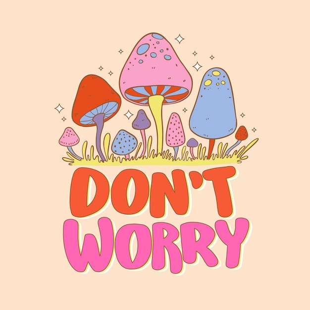 Hand drawn mushroom text illustration