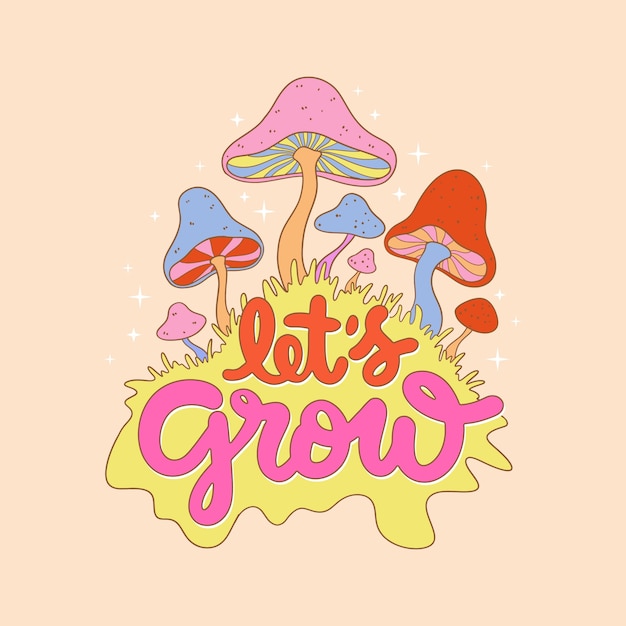 Hand drawn mushroom text illustration