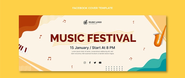 Hand drawn music festival facebook cover