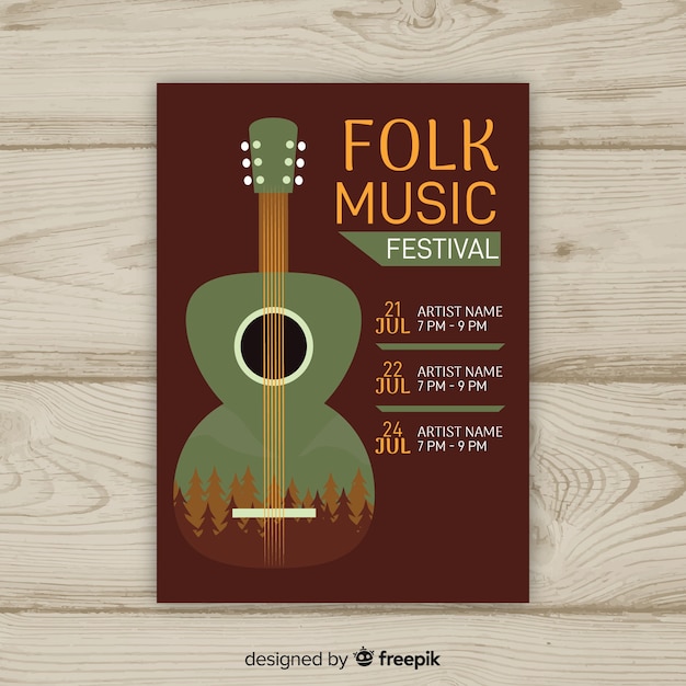 Free vector hand drawn music festival poster template