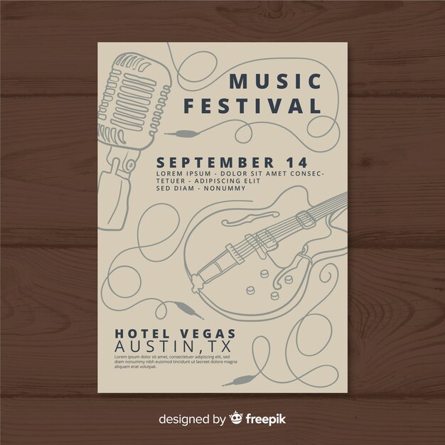 Hand drawn music festival poster template