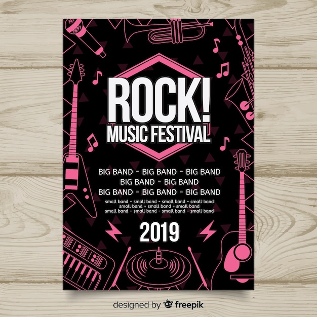 Hand drawn music festival poster template