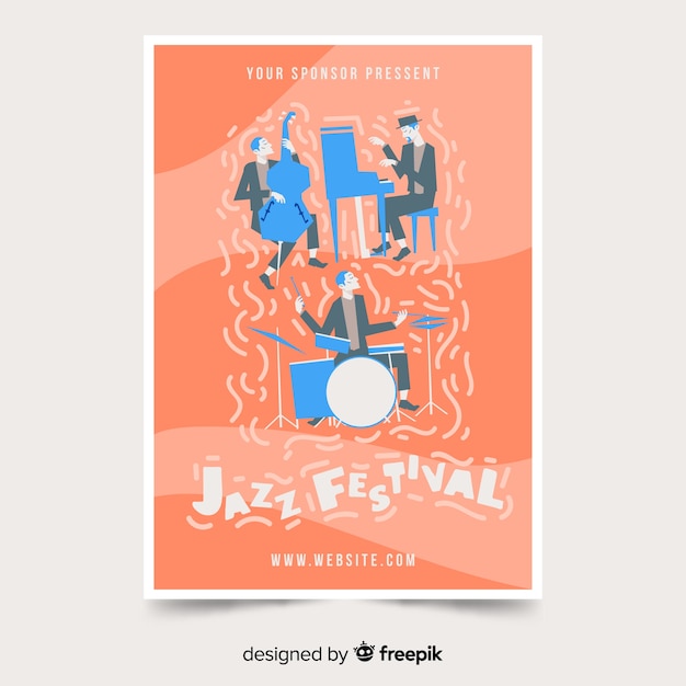 Free Vector hand drawn music festival poster template