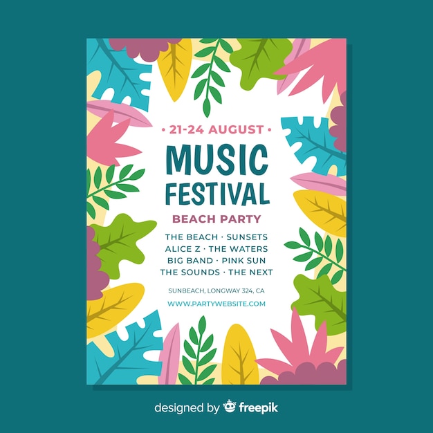 Hand drawn music festival poster template