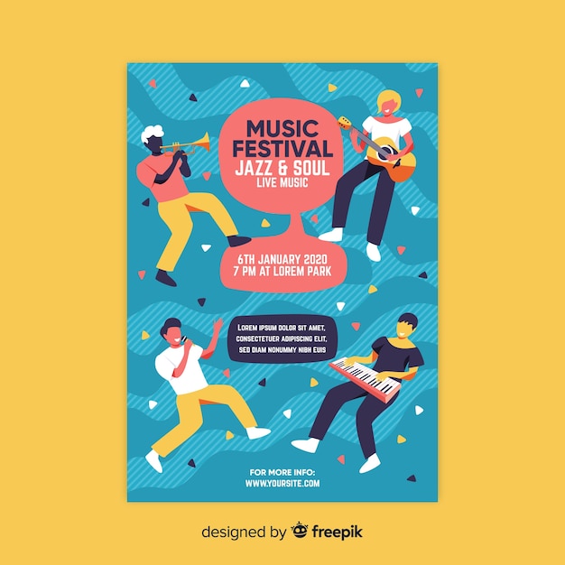 Hand drawn music festival poster template