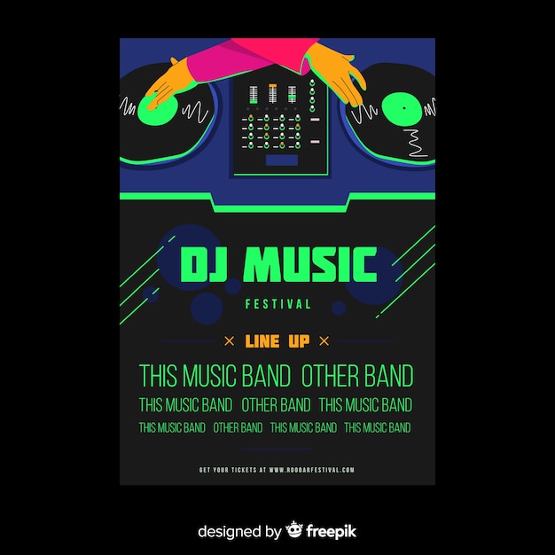 Free Vector hand drawn music festival poster template