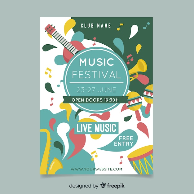 Free Vector hand drawn music festival poster