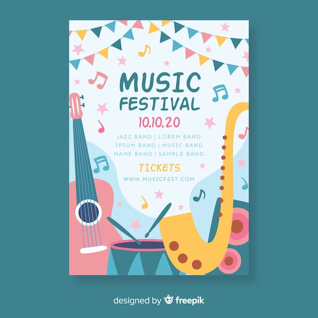 Hand drawn music festival poster