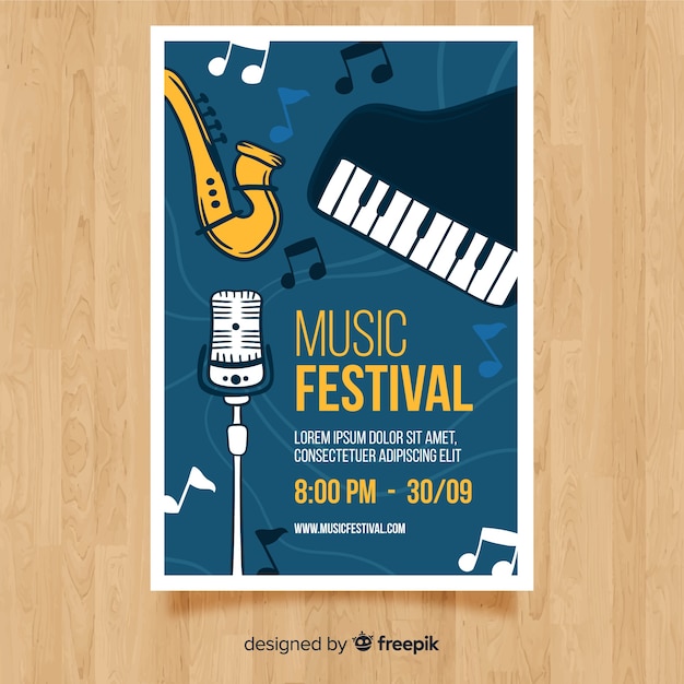 Free Vector hand drawn music festival poster