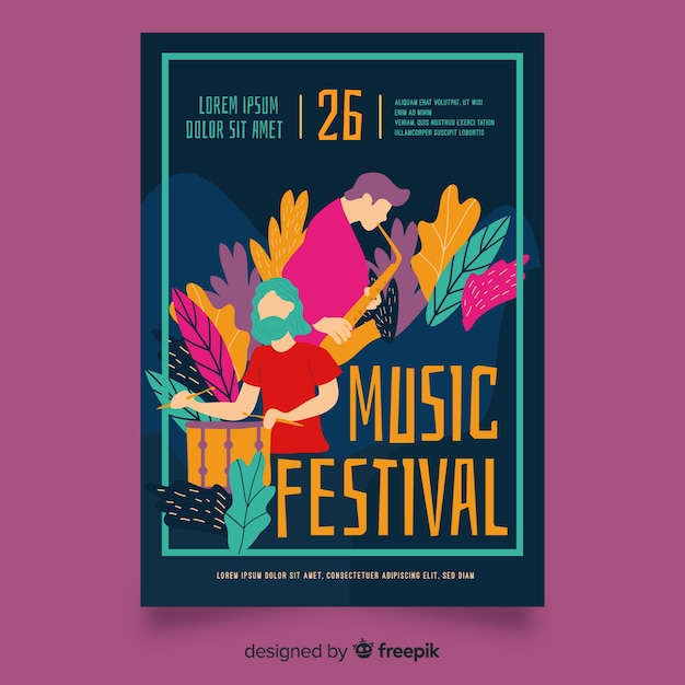 Free Vector hand drawn music festival poster