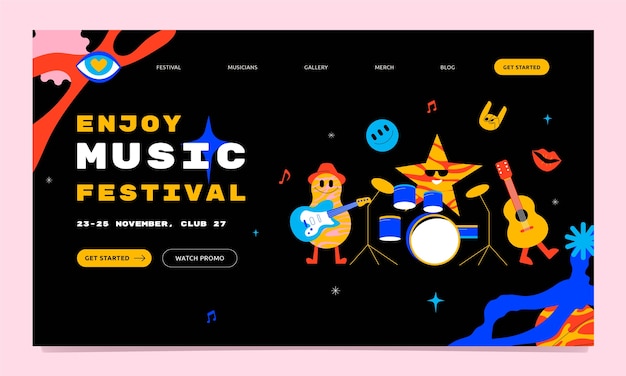 Hand drawn music festival template