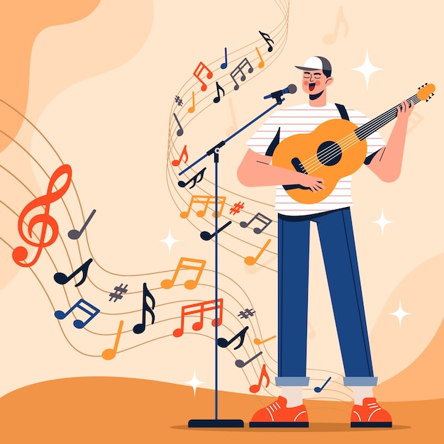 Free Vector hand drawn music notes illustration