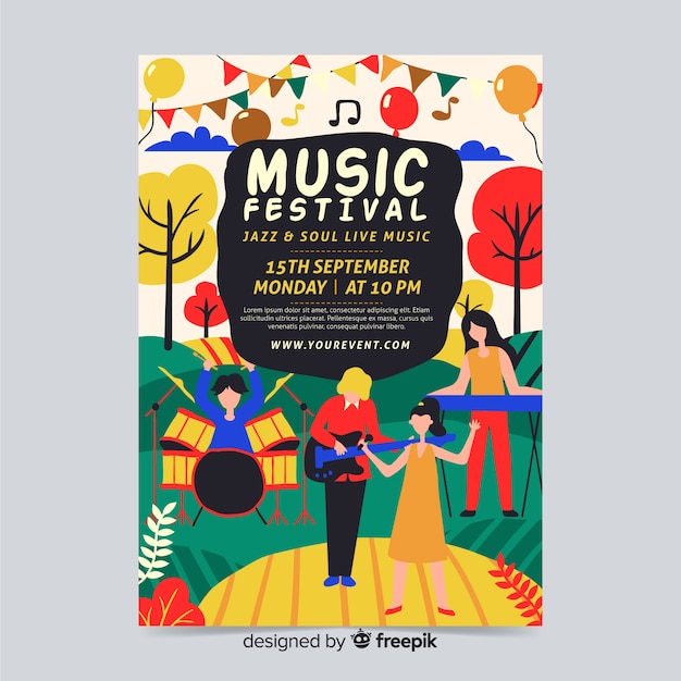 Free Vector hand drawn music poster template