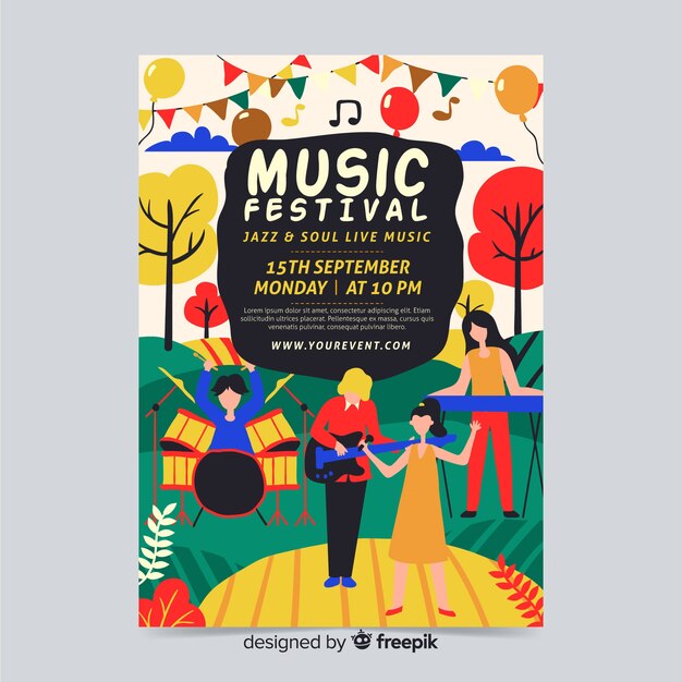 Hand drawn music poster template