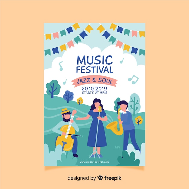 Hand drawn music poster template