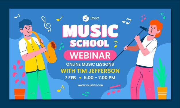 Hand drawn music school webinar template