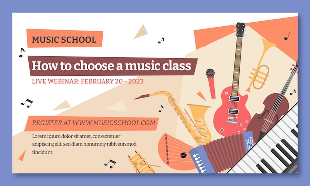 Free Vector hand drawn music school webinar