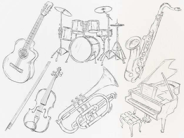 Free vector hand drawn musical instrument