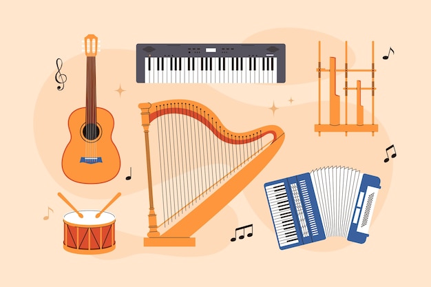 Free Vector hand drawn musical instruments collection