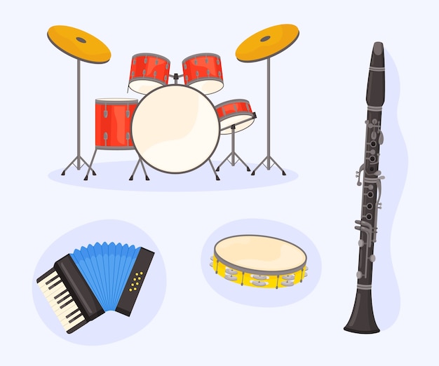 Hand drawn musical instruments collection