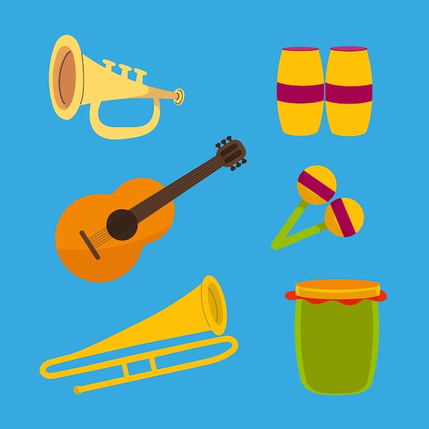 Free Vector hand drawn musical instruments collection