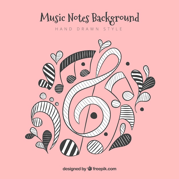 Free vector hand drawn musical notes background