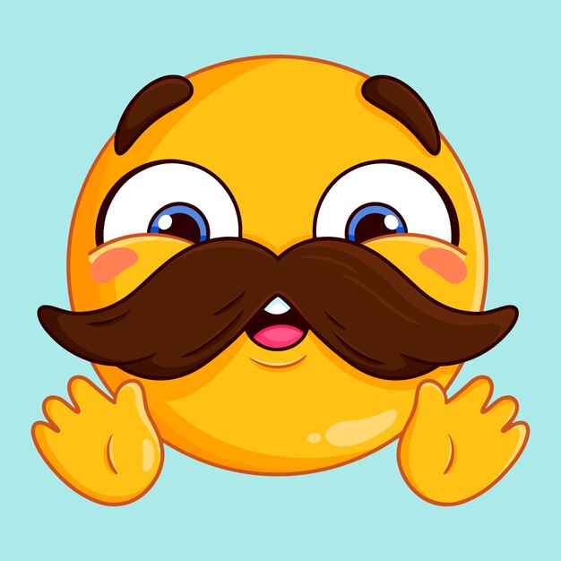 Hand drawn mustache  emoji illustration