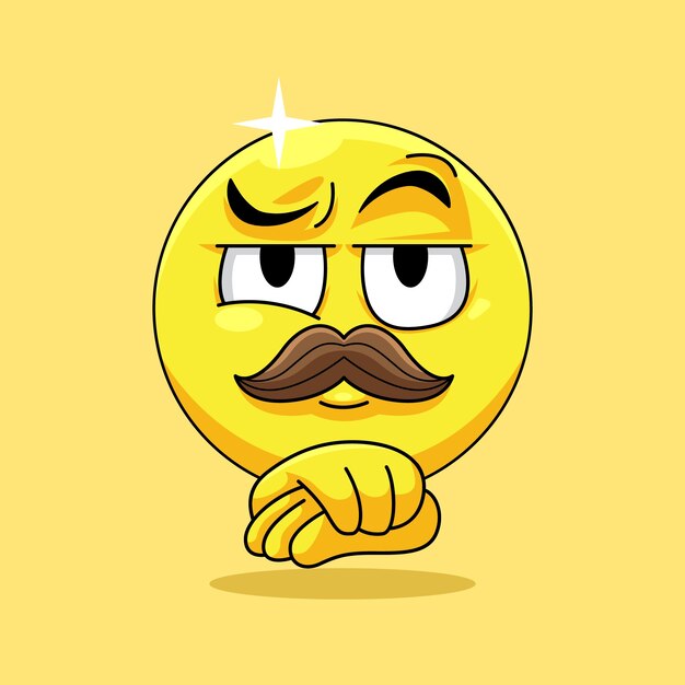 Hand drawn mustache emoji illustration