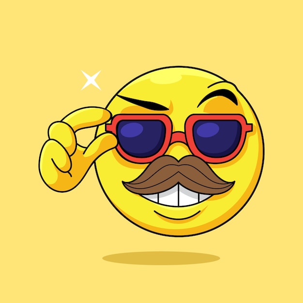 Hand drawn mustache emoji illustration