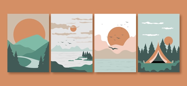 Free vector hand drawn muted cards set