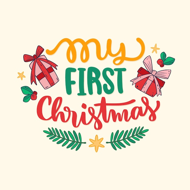 Hand drawn my first christmas lettering