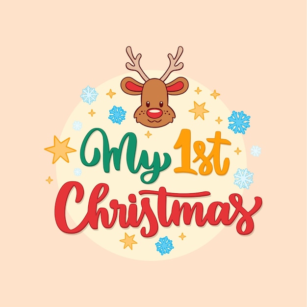 Free vector hand drawn my first christmas lettering