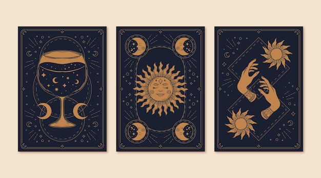 Hand drawn mystical tarot card collection