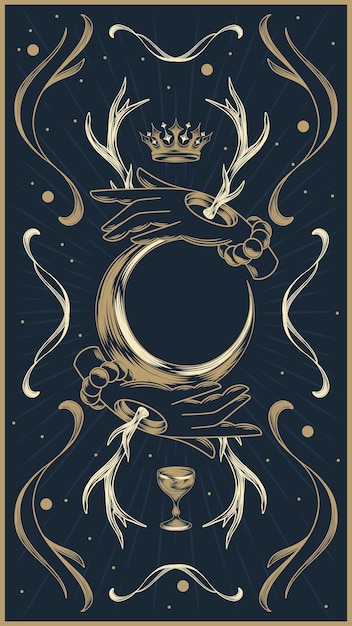 Hand drawn mystical tarot mobile wallpaper