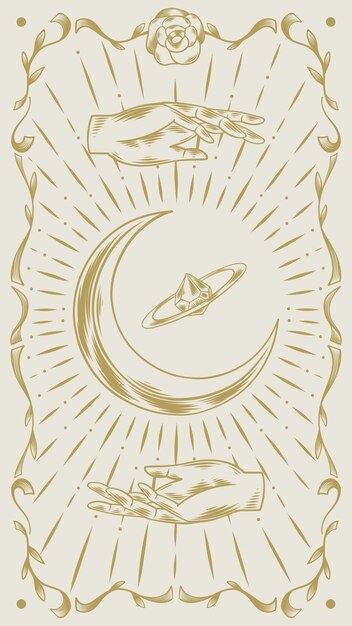 Hand drawn mystical tarot mobile wallpaper