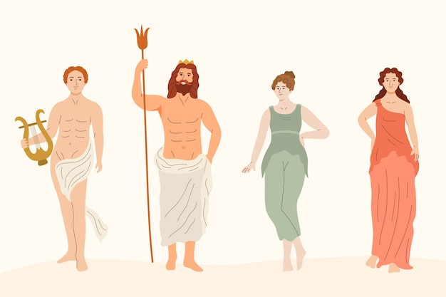 Free Vector hand drawn mythology character collection