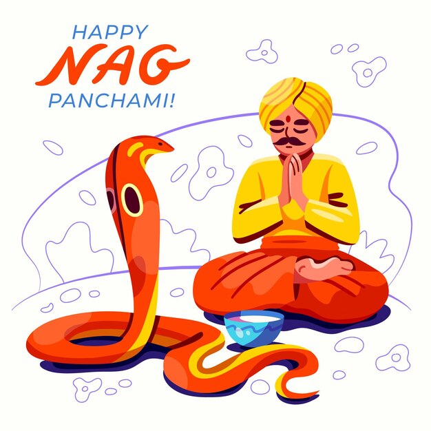 Hand drawn nag panchami illustration