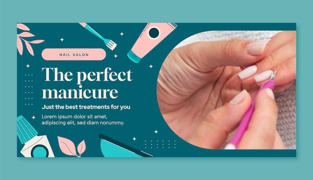 Free Vector hand drawn nail salon horizontal banner template