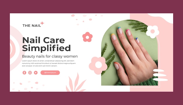 Free Vector hand drawn nail salon horizontal banner