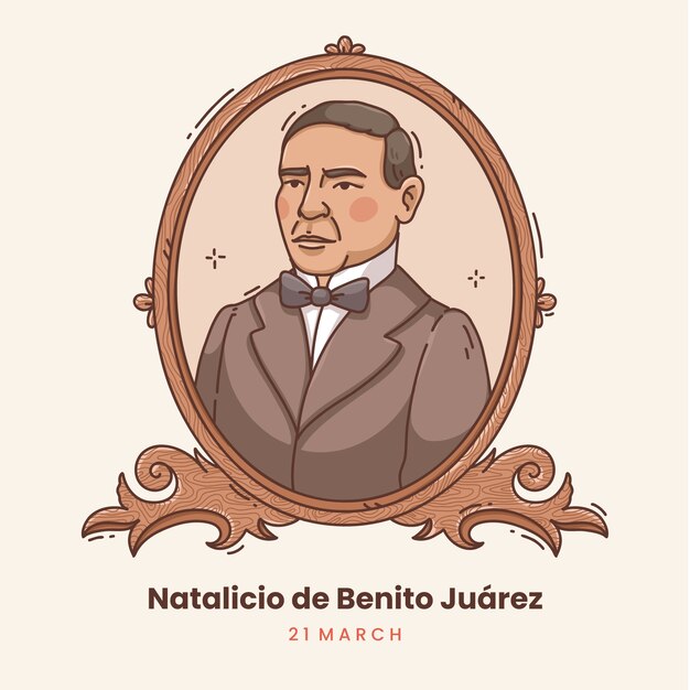 Hand drawn natalicio de benito juarez illustration