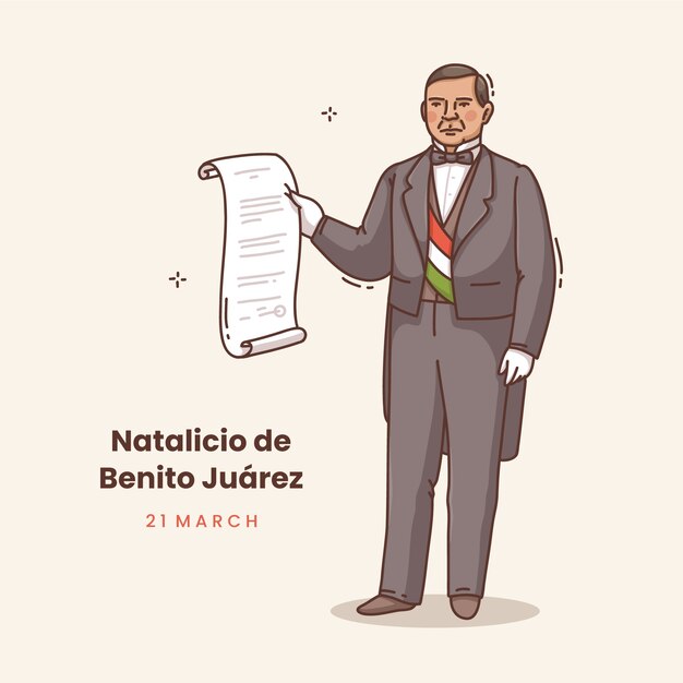 Hand drawn natalicio de benito juarez illustration