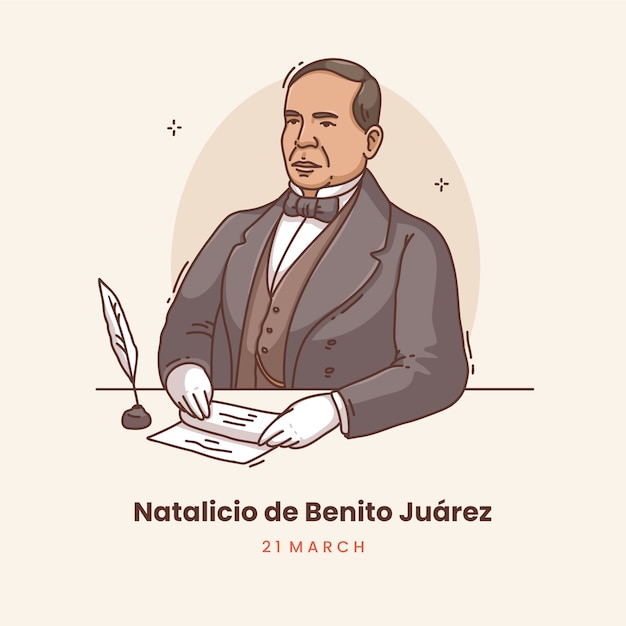 Hand drawn natalicio de benito juarez illustration