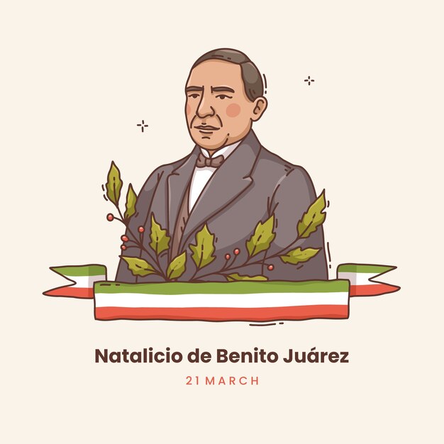 Hand drawn natalicio de benito juarez illustration