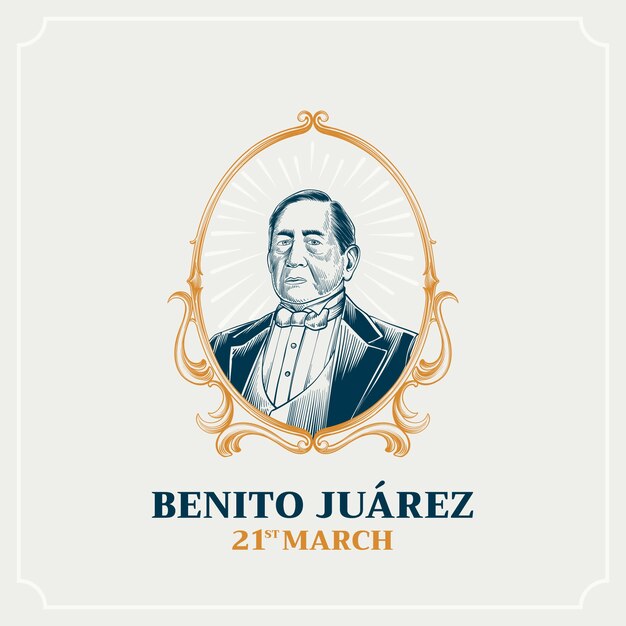 Hand drawn natalicio de benito juarez illustration